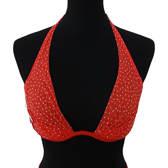 Victoria's Secret Red Polka Dot Lingerie Set Garter Belt Pin Up Size 34B L Retro - Picture 7 of 16